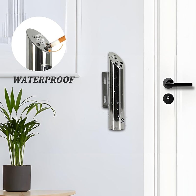 30cm Stainless Steel Wall Mounted Ashtray Outdoor Waterproof Cigarette Bin for Hotel Lobby Garden Public Area - Image 4
