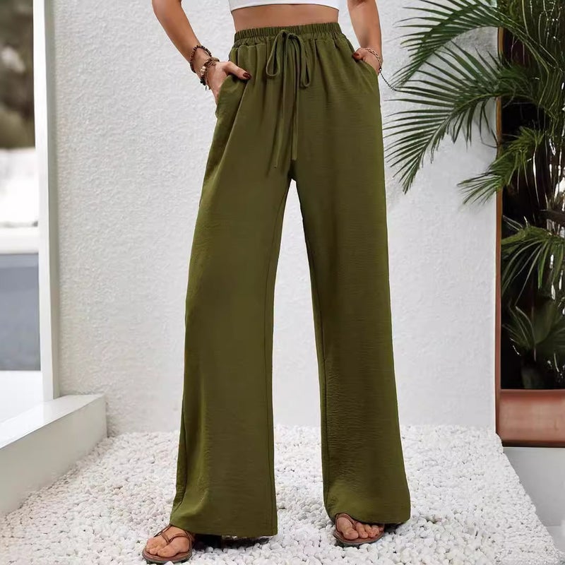 Women's Solid Color Wide Leg Pants - Image 3