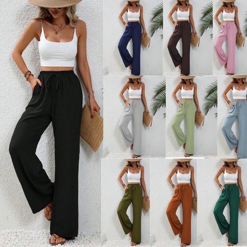 Women's Solid Color Wide Leg Pants - Image 1