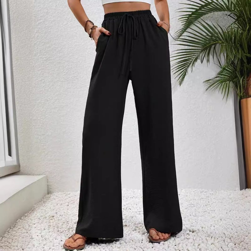 Women's Solid Color Wide Leg Pants - Image 2
