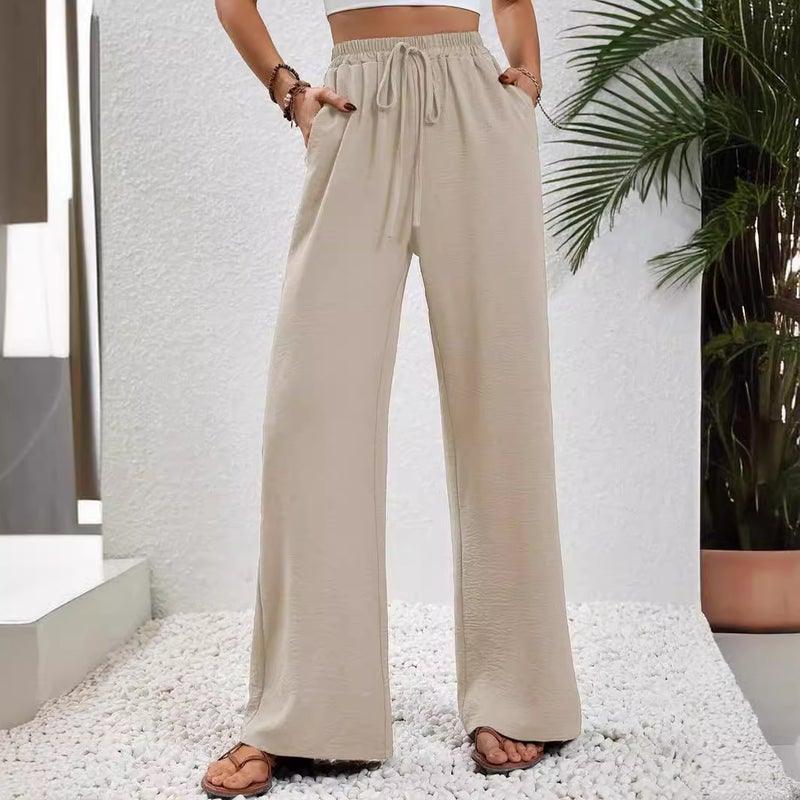 Women's Solid Color Wide Leg Pants - Image 4