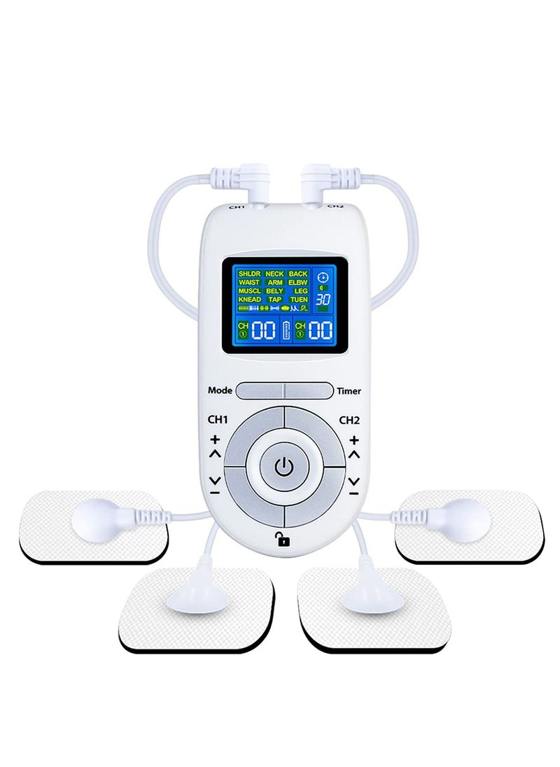SYOSI - TENS Unit Muscle Stimulator Machine with Replacement Pads for Pain Relief, 12 Modes, 40 Intensities, TENS EMS Dual Channel Rechargeable Electric Pulse Massager for Pain Management Therapy - Image 1