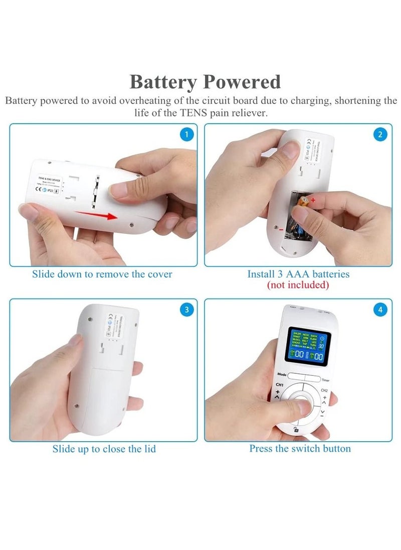 SYOSI - TENS Unit Muscle Stimulator Machine with Replacement Pads for Pain Relief, 12 Modes, 40 Intensities, TENS EMS Dual Channel Rechargeable Electric Pulse Massager for Pain Management Therapy - Image 1
