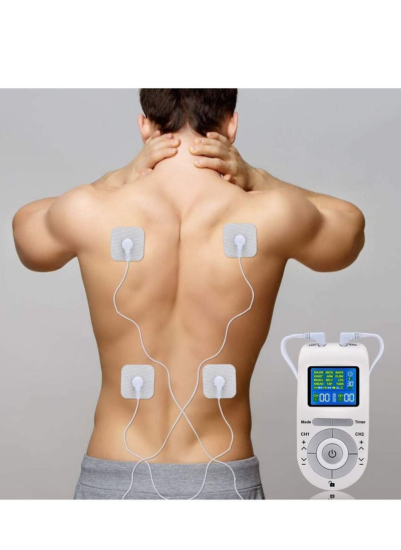 SYOSI - TENS Unit Muscle Stimulator Machine with Replacement Pads for Pain Relief, 12 Modes, 40 Intensities, TENS EMS Dual Channel Rechargeable Electric Pulse Massager for Pain Management Therapy - Image 1