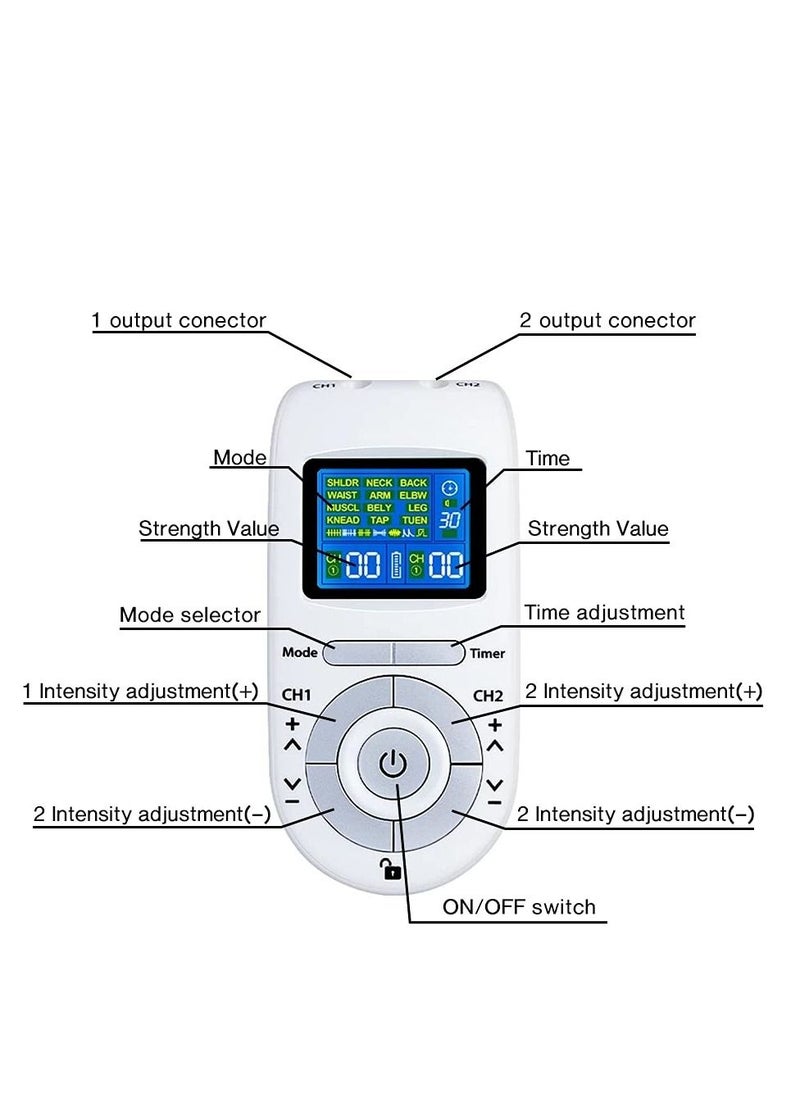 SYOSI - TENS Unit Muscle Stimulator Machine with Replacement Pads for Pain Relief, 12 Modes, 40 Intensities, TENS EMS Dual Channel Rechargeable Electric Pulse Massager for Pain Management Therapy - Image 1