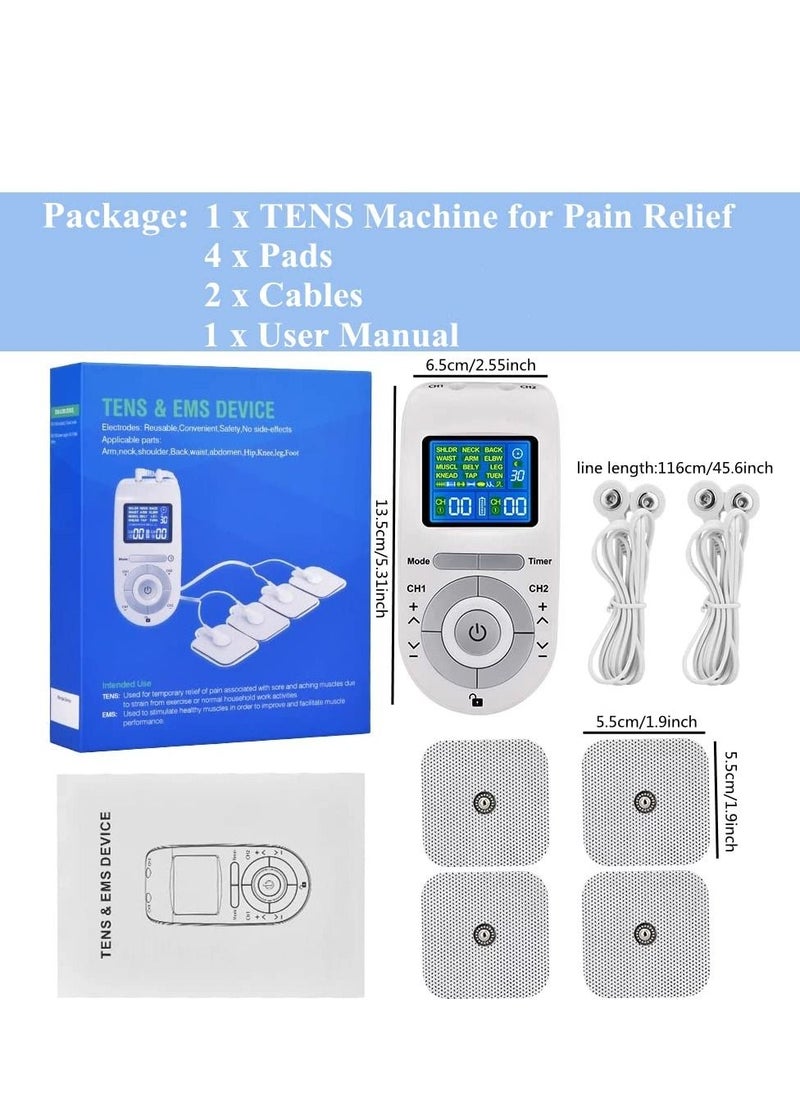 SYOSI - TENS Unit Muscle Stimulator Machine with Replacement Pads for Pain Relief, 12 Modes, 40 Intensities, TENS EMS Dual Channel Rechargeable Electric Pulse Massager for Pain Management Therapy - Image 1