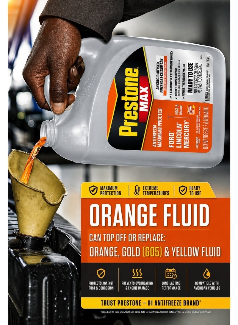 Prestone Orange Coolant Antifreeze Ready to Use – Max Protection, Anti-Rust, Prevents Overheating, Compatible with American Vehicles - Image 3
