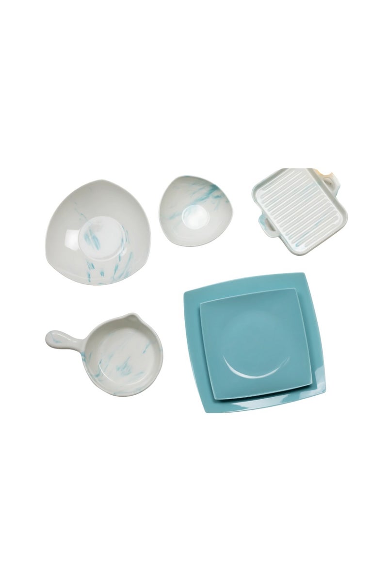 Lotus Fathi Mahmoud 26-Piece Porcelain Dinner Set - Sky Blue 