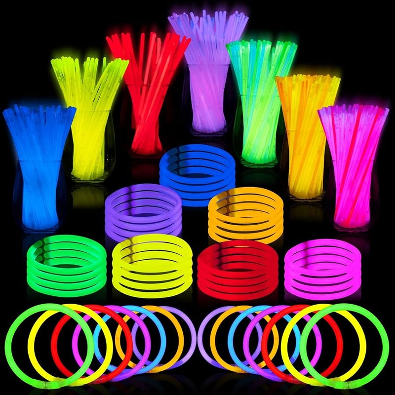 144 Pcs Glow Sticks Bulk 8 Bracelets Necklaces, Glow in the Dark Neon , Easter, Christmas, Football,Halloween Party Supplies Pack,