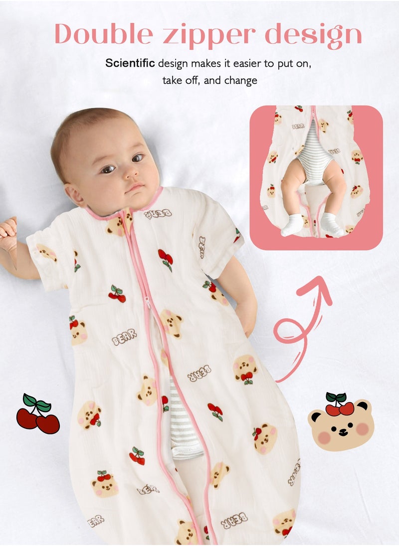 URbazaar - 100% Cotton 1 TOG Baby Sleep Bag, Double Zipper Gauze Baby Sleeping Bag Long Sleeve, Baby Wearable Blankets for Babies 0-24 Months - Image 1
