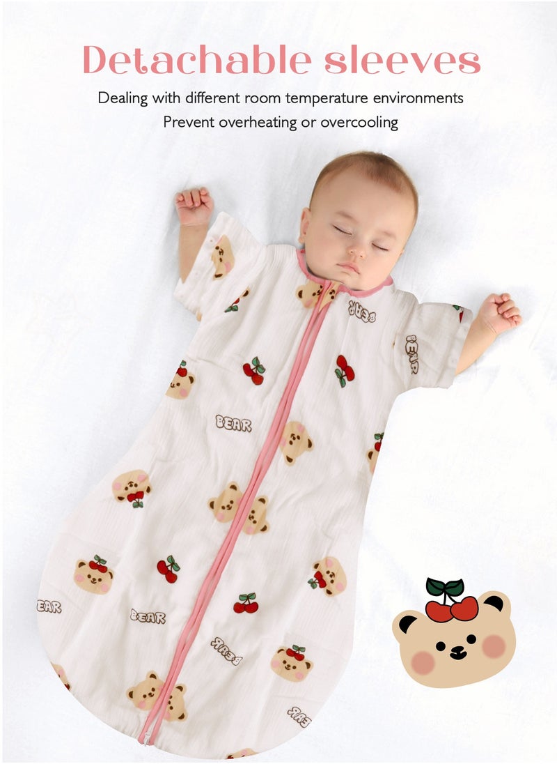 URbazaar - 100% Cotton 1 TOG Baby Sleep Bag, Double Zipper Gauze Baby Sleeping Bag Long Sleeve, Baby Wearable Blankets for Babies 0-24 Months - Image 1