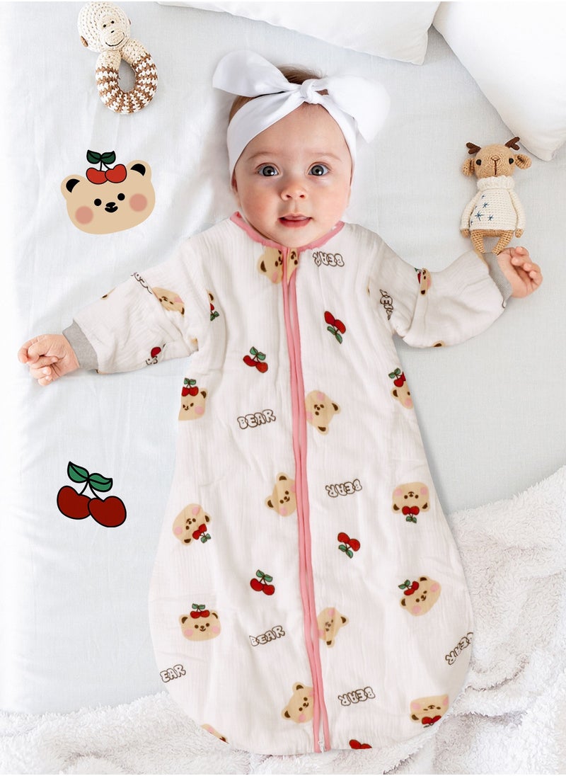 URbazaar - 100% Cotton 1 TOG Baby Sleep Bag, Double Zipper Gauze Baby Sleeping Bag Long Sleeve, Baby Wearable Blankets for Babies 0-24 Months - Image 1