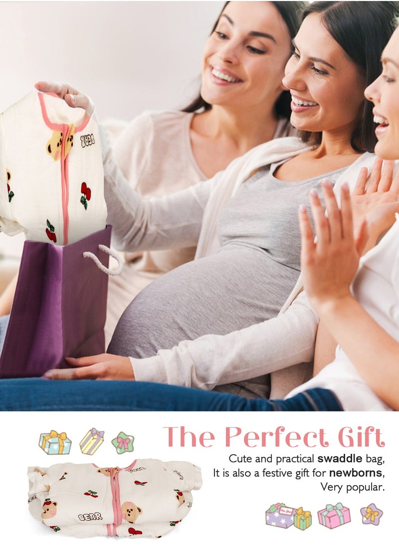 URbazaar - 100% Cotton 1 TOG Baby Sleep Bag, Double Zipper Gauze Baby Sleeping Bag Long Sleeve, Baby Wearable Blankets for Babies 0-24 Months - Image 1