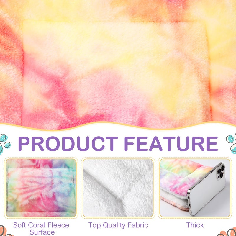 Haull 4 Pcs Waterproof Guinea Pig Bedding Guinea Pig Bed Plush Cage Liners Soft Rabbit Dog Crate Pad Cat Mat Reversible Cozy Animal Pee Pad Hamster Bunny Mat Accessory(Tie Dyed,13 x 10 Inch) - Image 3