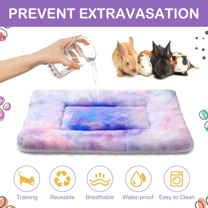 Haull 4 Pcs Waterproof Guinea Pig Bedding Guinea Pig Bed Plush Cage Liners Soft Rabbit Dog Crate Pad Cat Mat Reversible Cozy Animal Pee Pad Hamster Bunny Mat Accessory(Tie Dyed,13 x 10 Inch) - Image 5