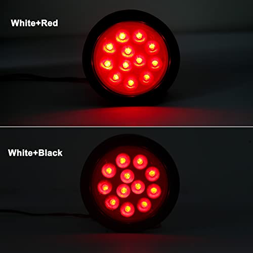 Partswcgg 10Pcs 4 Inch Round Led Trailer Tail Lights Red 12 LED Waterproof 4" Round LED Stop Turn Tail Brake Light Marker Trailer Truck RV Lights Sealed Grommet Flush Mount w/3 Prong Wire Pigtails - Image 3
