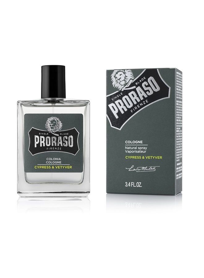 proraso Eau De Cologne, Cypress and Vetyver, 3.4 Fl Oz - Image 1