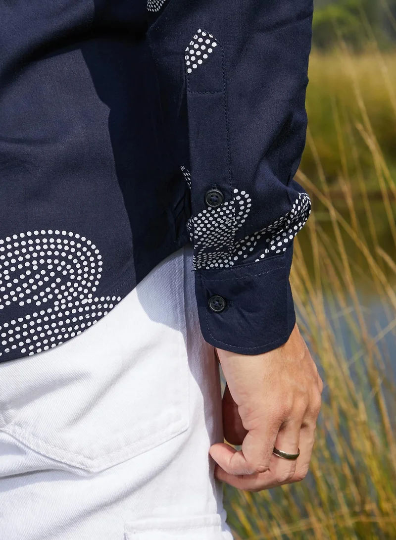 Campus Sutra Men's Navy Blue Maxi-Flora Shirt