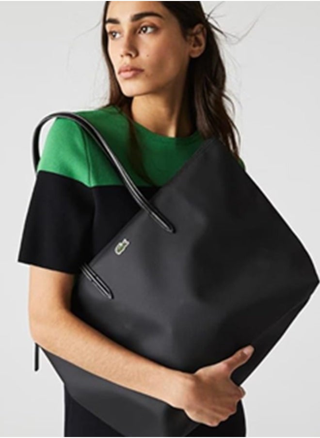 LACOSTE - Lacoste Women's Concept Fashion Versatile Large Zipper Tote Bag Tote Bag Shoulder Bag Large Size Black - Image 1
