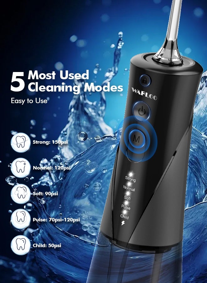 WAFLOO Water Flossers for Teeth - 5 Modes, 6 Flossing Tips, Rechargeable Cordless Portable 300ML Larger Tank Electric Waterflosser Cleaner IPX7 Waterproof Floss Cleaning Teeth Pick for Home Travel - Image 2