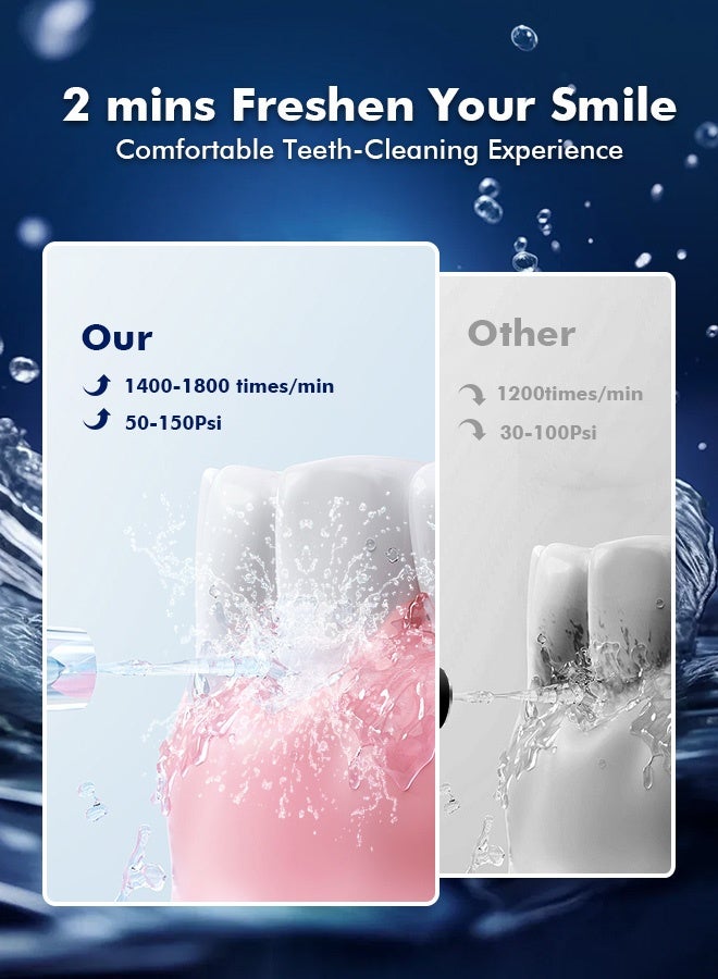 WAFLOO Water Flossers for Teeth - 5 Modes, 6 Flossing Tips, Rechargeable Cordless Portable 300ML Larger Tank Electric Waterflosser Cleaner IPX7 Waterproof Floss Cleaning Teeth Pick for Home Travel - Image 3