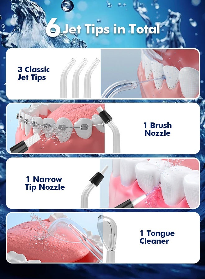 WAFLOO Water Flossers for Teeth - 5 Modes, 6 Flossing Tips, Rechargeable Cordless Portable 300ML Larger Tank Electric Waterflosser Cleaner IPX7 Waterproof Floss Cleaning Teeth Pick for Home Travel - Image 4
