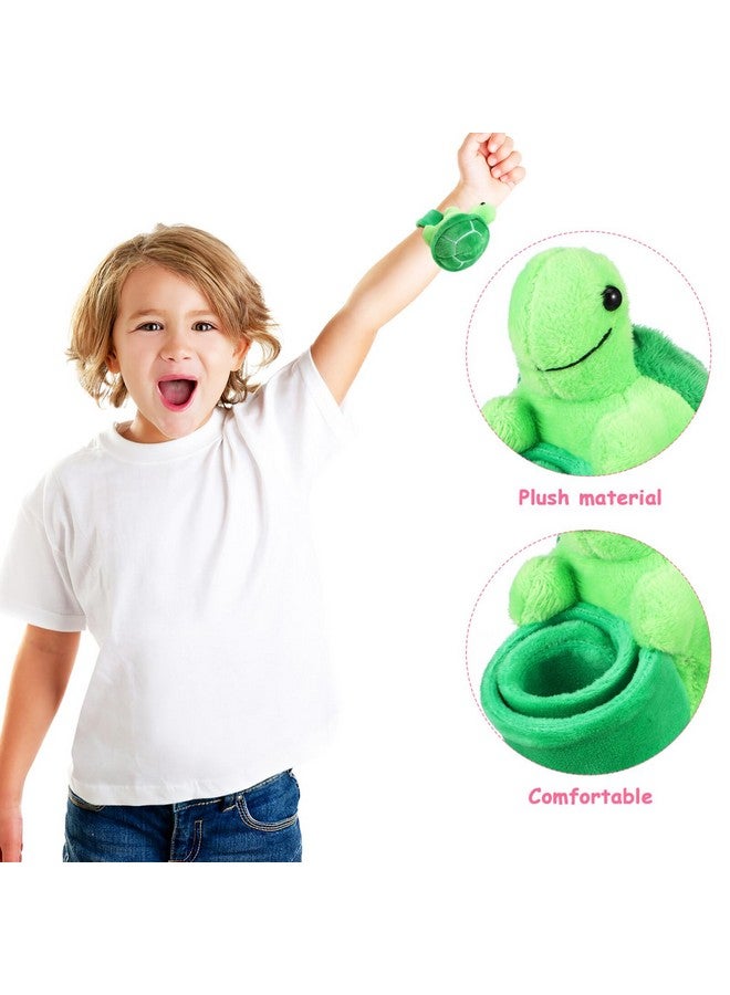 TOYANDONA 2Pcs Animal Slap Bracelets For Kids, Stuffed Animal Plush Slap Bracelets Bulk, Plush Turtle Wrist Slap Band Toy For Girls Boys Birthday Party Favors - Image 3