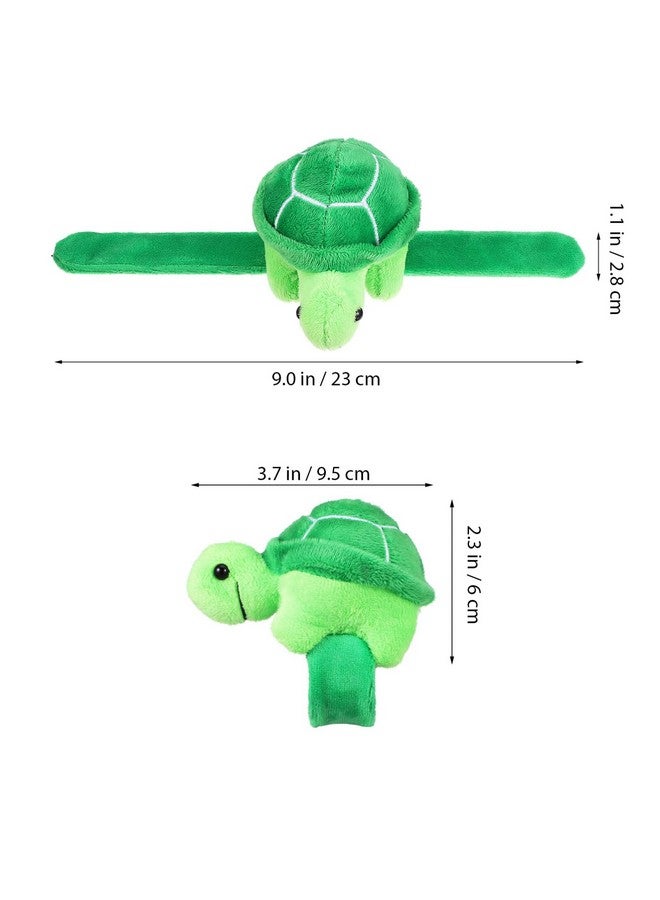 TOYANDONA 2Pcs Animal Slap Bracelets For Kids, Stuffed Animal Plush Slap Bracelets Bulk, Plush Turtle Wrist Slap Band Toy For Girls Boys Birthday Party Favors - Image 5