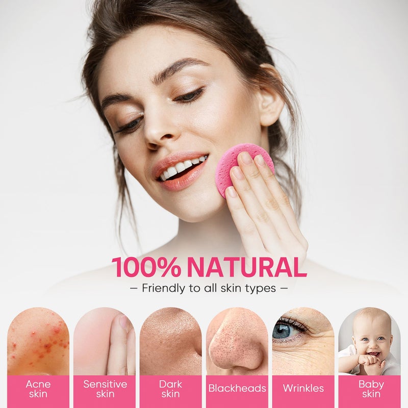GAINWELL 50-Count Compressed Facial Sponges for Daily Facial Cleansing and Exfoliating, 100ï¼… Natural Cosmetic Spa Sponges for Makeup Remover, Reusable, Pink - Image 5