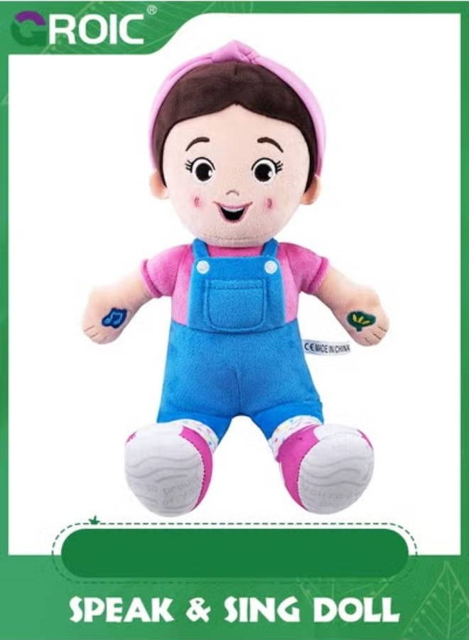 Speak & Sing Doll, 11.8" Tall Interactive Toy with 4 Songs & 9+ Phrases, Plush Toy Soft Stuffed Plush Dolls for Kids, Learning Educational Toys for Toddler Ages 6 Months to 3+ Years