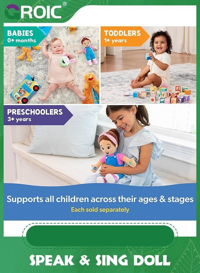 GROIC Speak & Sing Doll, 11.8" Tall Interactive Toy with 4 Songs & 9+ Phrases, Plush Toy Soft Stuffed Plush Dolls for Kids, Learning Educational Toys for Toddler Ages 6 Months to 3+ Years - Image 5