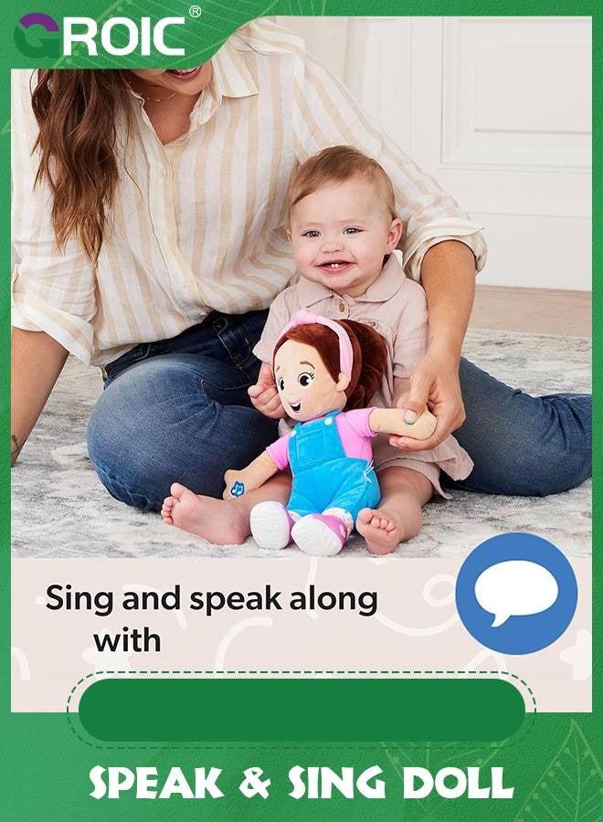 GROIC Speak & Sing Doll, 11.8" Tall Interactive Toy with 4 Songs & 9+ Phrases, Plush Toy Soft Stuffed Plush Dolls for Kids, Learning Educational Toys for Toddler Ages 6 Months to 3+ Years - Image 2