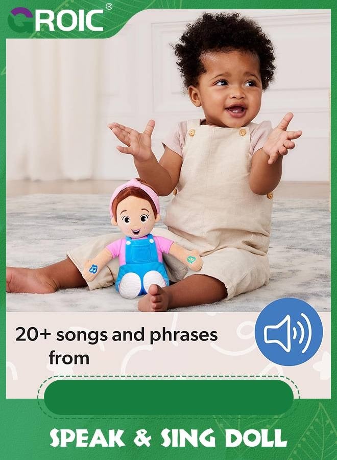 GROIC Speak & Sing Doll, 11.8" Tall Interactive Toy with 4 Songs & 9+ Phrases, Plush Toy Soft Stuffed Plush Dolls for Kids, Learning Educational Toys for Toddler Ages 6 Months to 3+ Years - Image 4