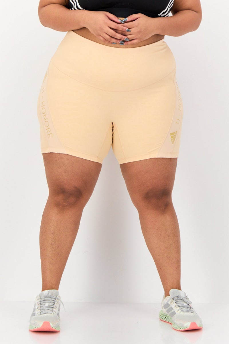 Adidas Women Plus Size Training Shorts, Beige - Image 1