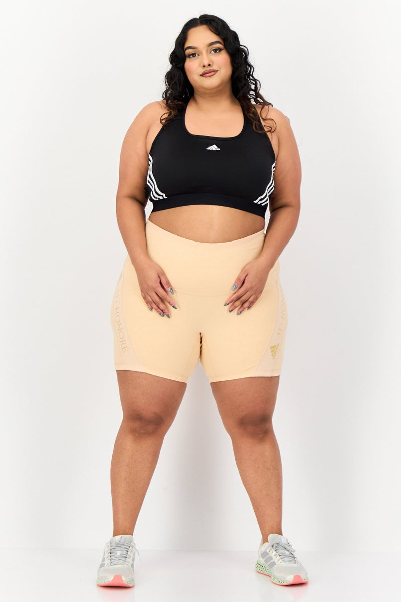 Adidas Women Plus Size Training Shorts, Beige - Image 4