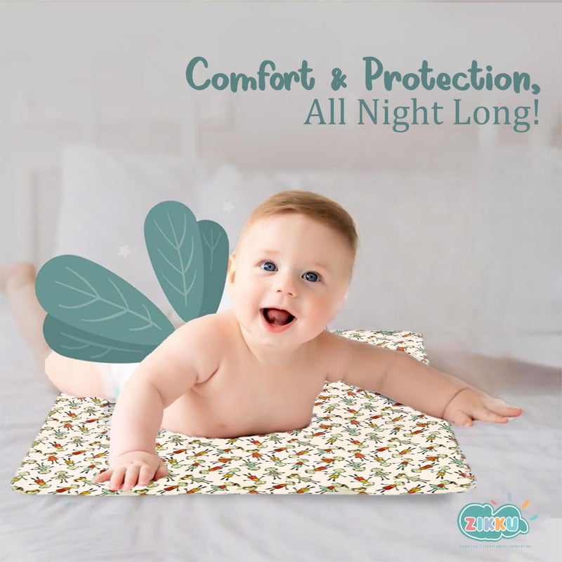 AHC Zikku Printed Dry Sheets for Baby Medium Size Soft |Comfortable |Extra Absorbency|Fast Dry (100x70 cm, White, Kids Print) - Image 4