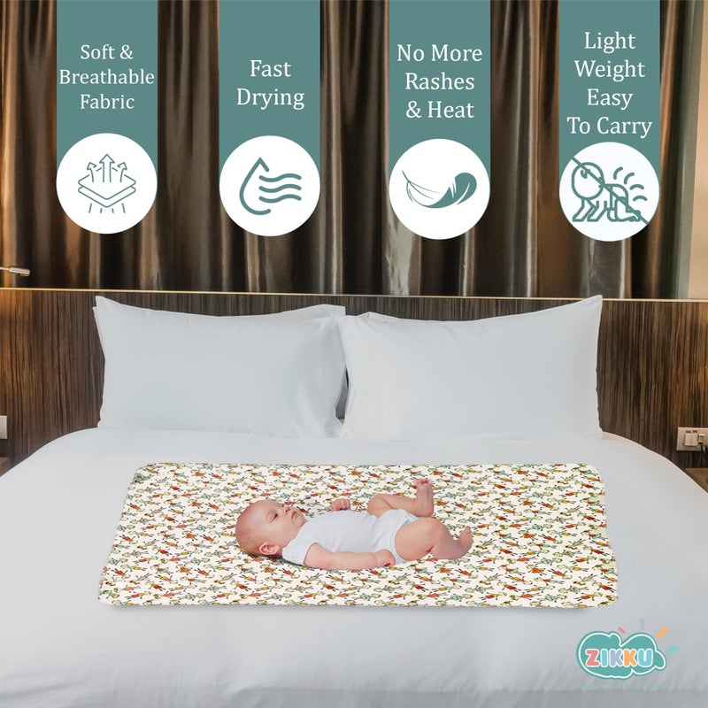 AHC Zikku Printed Dry Sheets for Baby Medium Size Soft |Comfortable |Extra Absorbency|Fast Dry (100x70 cm, White, Kids Print) - Image 3
