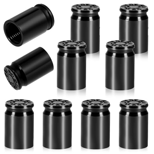 JIYIN 10 PCS Bullet Shaped Valve Stem Caps Aluminum Black Alloy Universal Tire Valve Cap Dustproof Tire Valve Stem Covers for Cars SUV Trucks Bikes Motorcycles Bicycles - Image 1