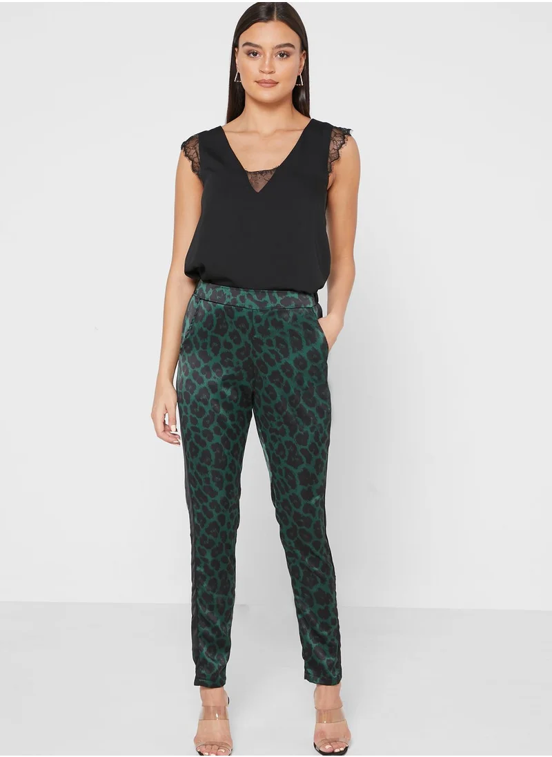 ELLA Leopard Print Contrast Side Paneled Pants