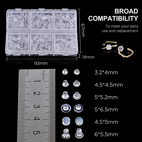 ARRITZ 6 Sizes Earring Backs Rubber, ARRITZ 300PCS Soft Silicone Earring Backs Replacements for Studs, Hook Earring, Hoops - Image 2
