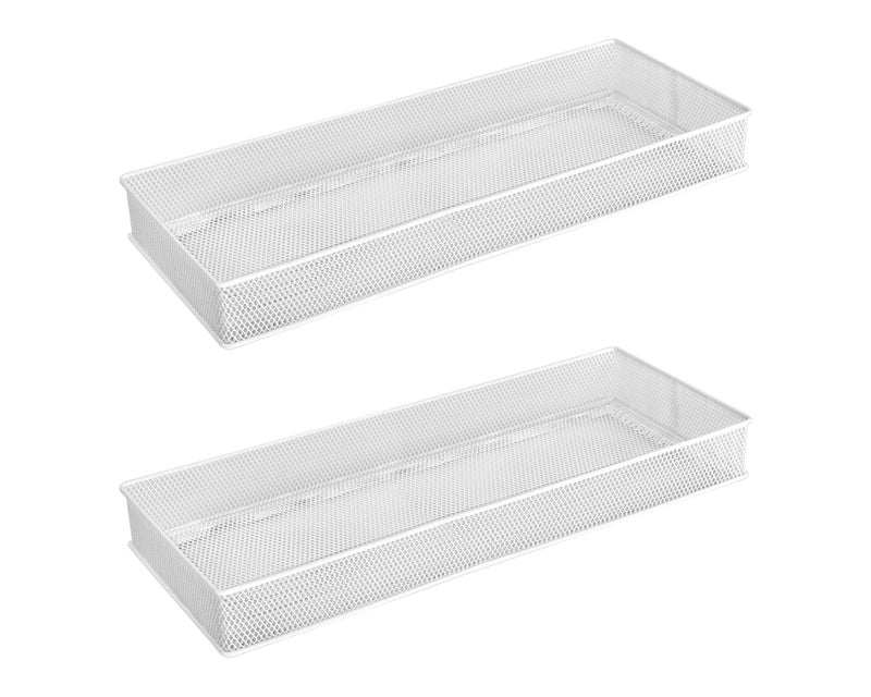 خزانة أدراج شبكية بيضاء من YBM HOME ومنظم رفوف حاويات لحفظ المستلزمات المدرسية منظم مكتب سطح المكتب سلة 2 6x15x2 بوصة