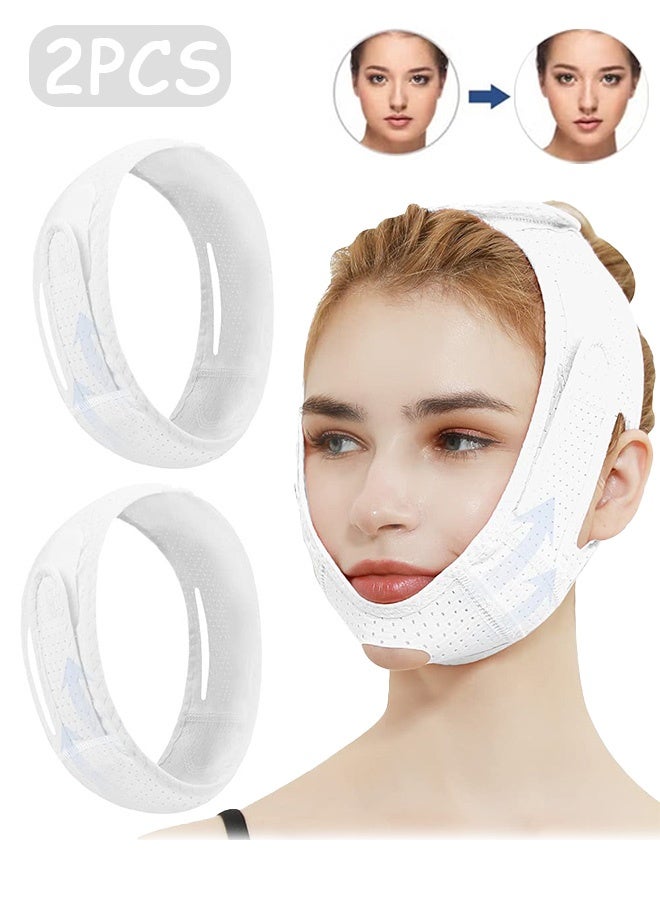 MXN 2 Pcs Face Slimming Strap - V Line Lifting Mask Double Chin Reducer Reusable Breathable V Line Lifting Chin Strap for Eliminates Sagging Skin Lifting Firming Anti Aging - Image 1