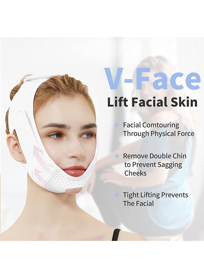 MXN 2 Pcs Face Slimming Strap - V Line Lifting Mask Double Chin Reducer Reusable Breathable V Line Lifting Chin Strap for Eliminates Sagging Skin Lifting Firming Anti Aging - Image 2