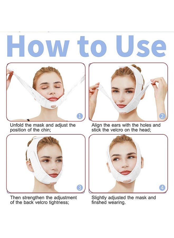 MXN 2 Pcs Face Slimming Strap - V Line Lifting Mask Double Chin Reducer Reusable Breathable V Line Lifting Chin Strap for Eliminates Sagging Skin Lifting Firming Anti Aging - Image 4