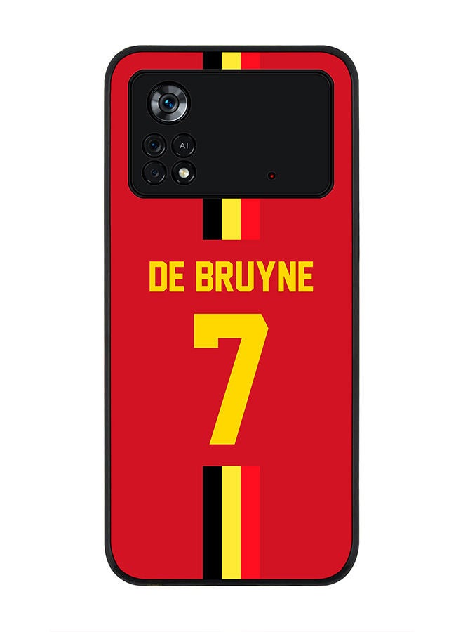 Stylizedd Rugged Black edge case for Poco M4 Pro 4G Slim fit Soft Case Flexible Rubber Edges Anti Drop TPU Gel Thin Cover - Football Team - Belgium Player Name - De Bruyne - Image 1