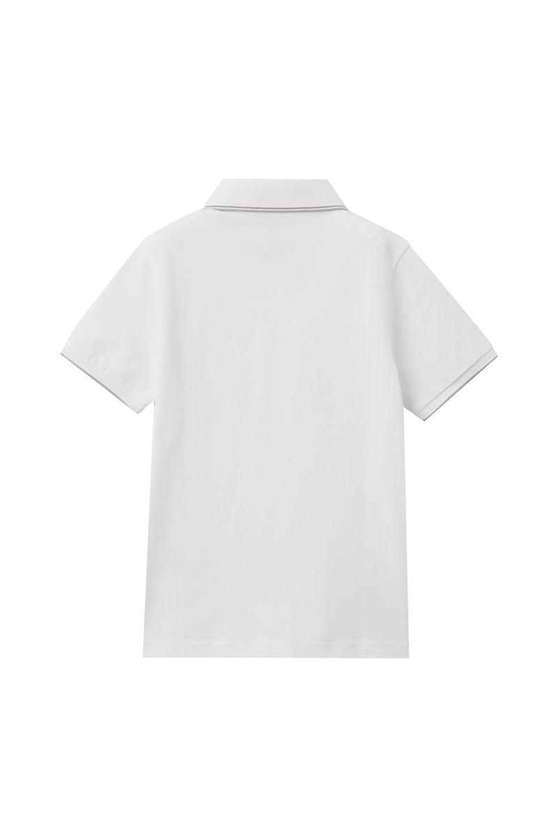 GIORDANO Kids' White Classic Cotton Polo Shirt for Boys - Image 2
