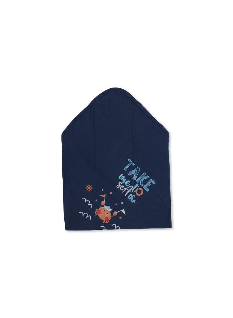 Junior Cotton Blanket – Indigo*Off-White with "Take me to the Sea" Print - Image 2
