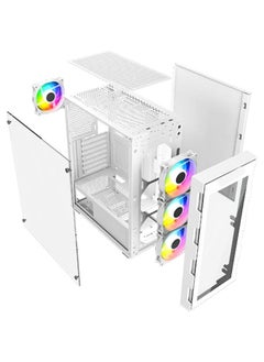 Generic Best Gaming PC Case – White, 3x 120mm RGB Fans, Tempered Glass Side Panel, ATX/M-ATX/ITX Compatible  - Image 5