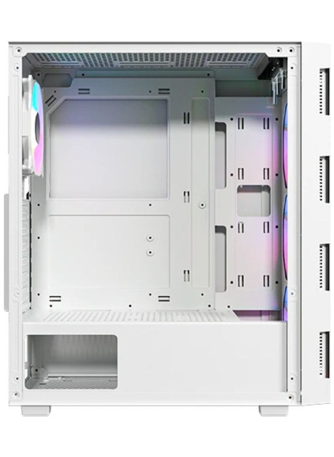 Generic Best Gaming PC Case – White, 4x 120mm RGB Fans, Tempered Glass Side Panel, ATX/M-ATX/ITX Compatible  - Image 4