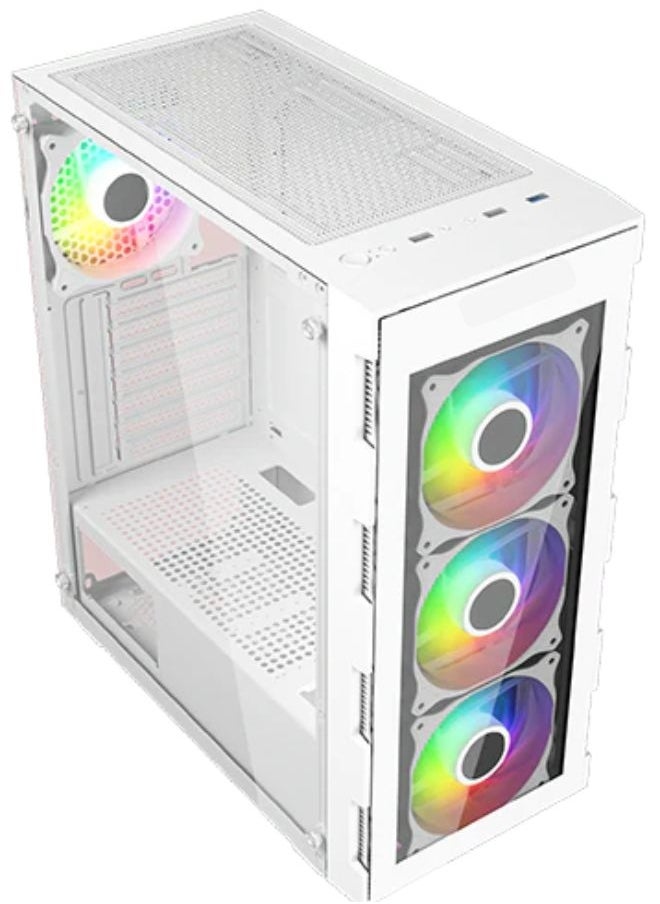 Generic Best Gaming PC Case – White, 4x 120mm RGB Fans, Tempered Glass Side Panel, ATX/M-ATX/ITX Compatible  - Image 2